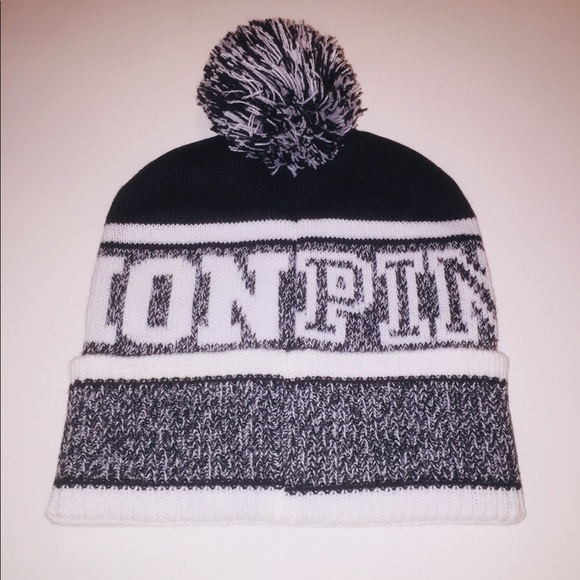 PINK Victoria's Secret Accessories - Pink Victoria Secret Knit Beanie Hat with PomPom